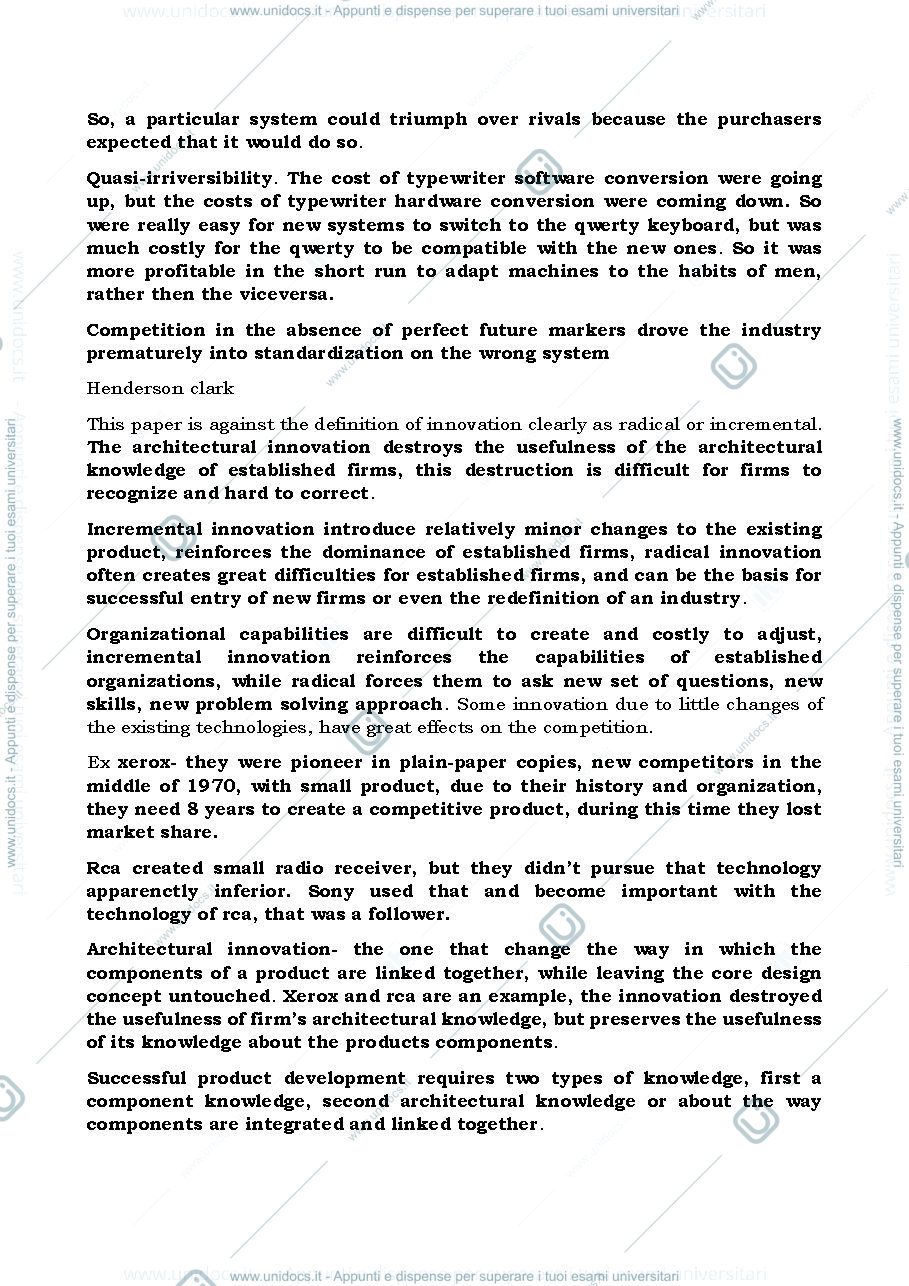 Anteprima pagina 4 — management of innovation riassunti slide sottolineati