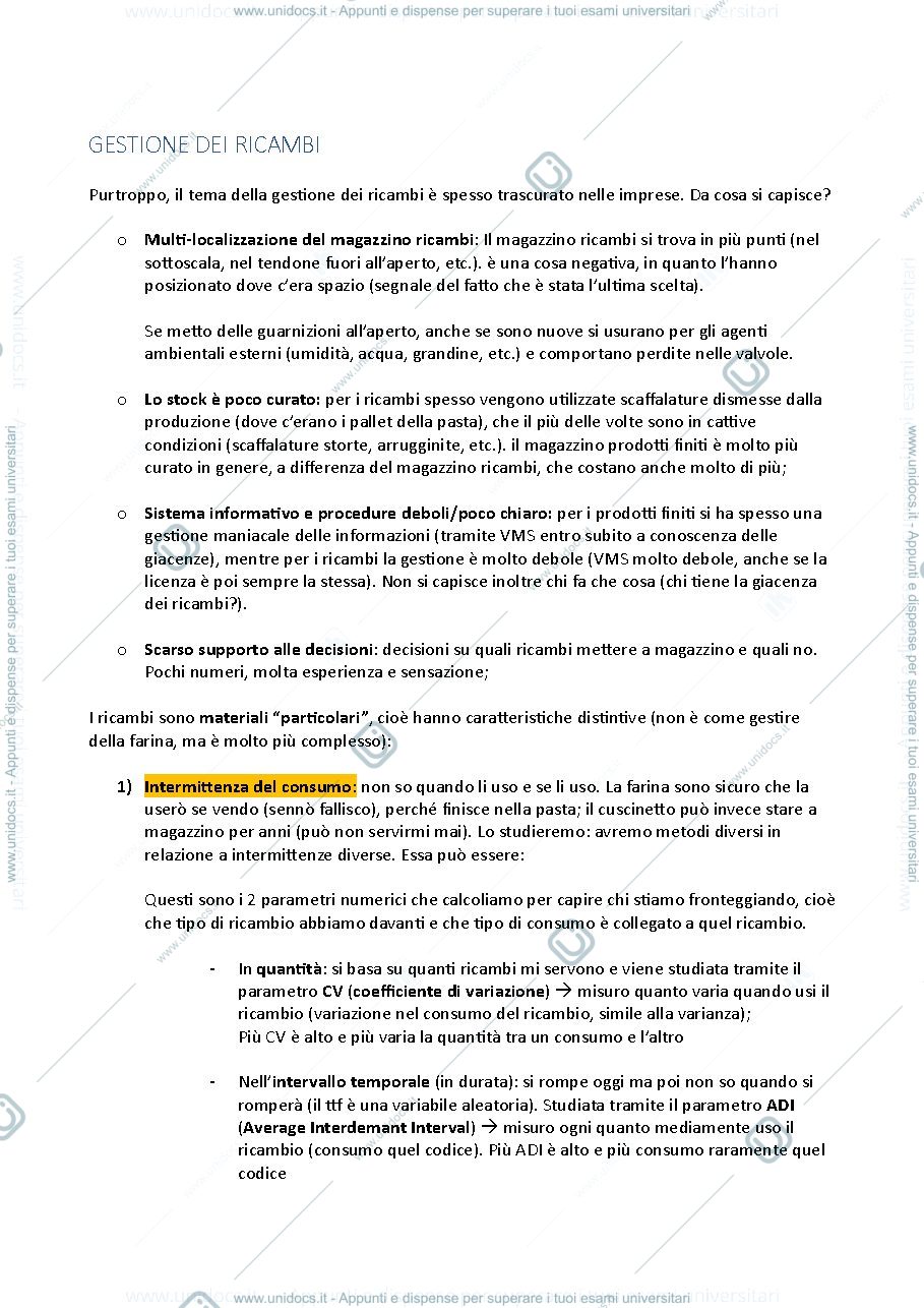 Anteprima pagina 1 — Gestione dei ricambi