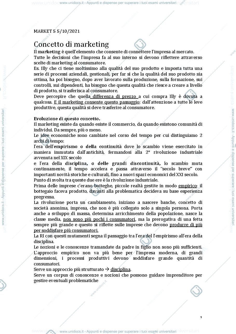Anteprima pagina 1 — Concetto di marketing