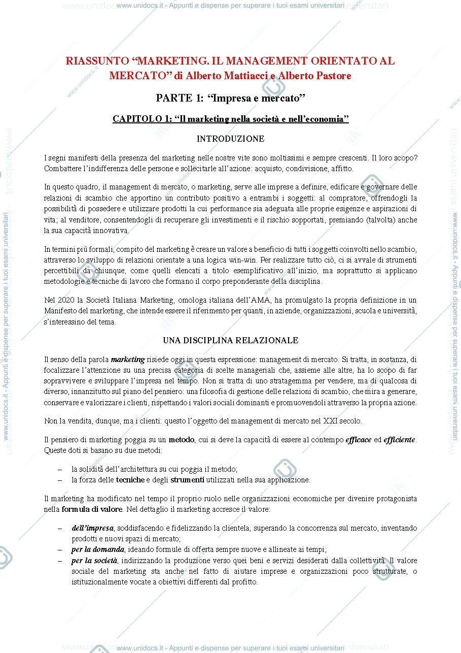Anteprima pagina 1 — MARKETING. IL MANAGEMENT ORIENTATO AL MERCATO