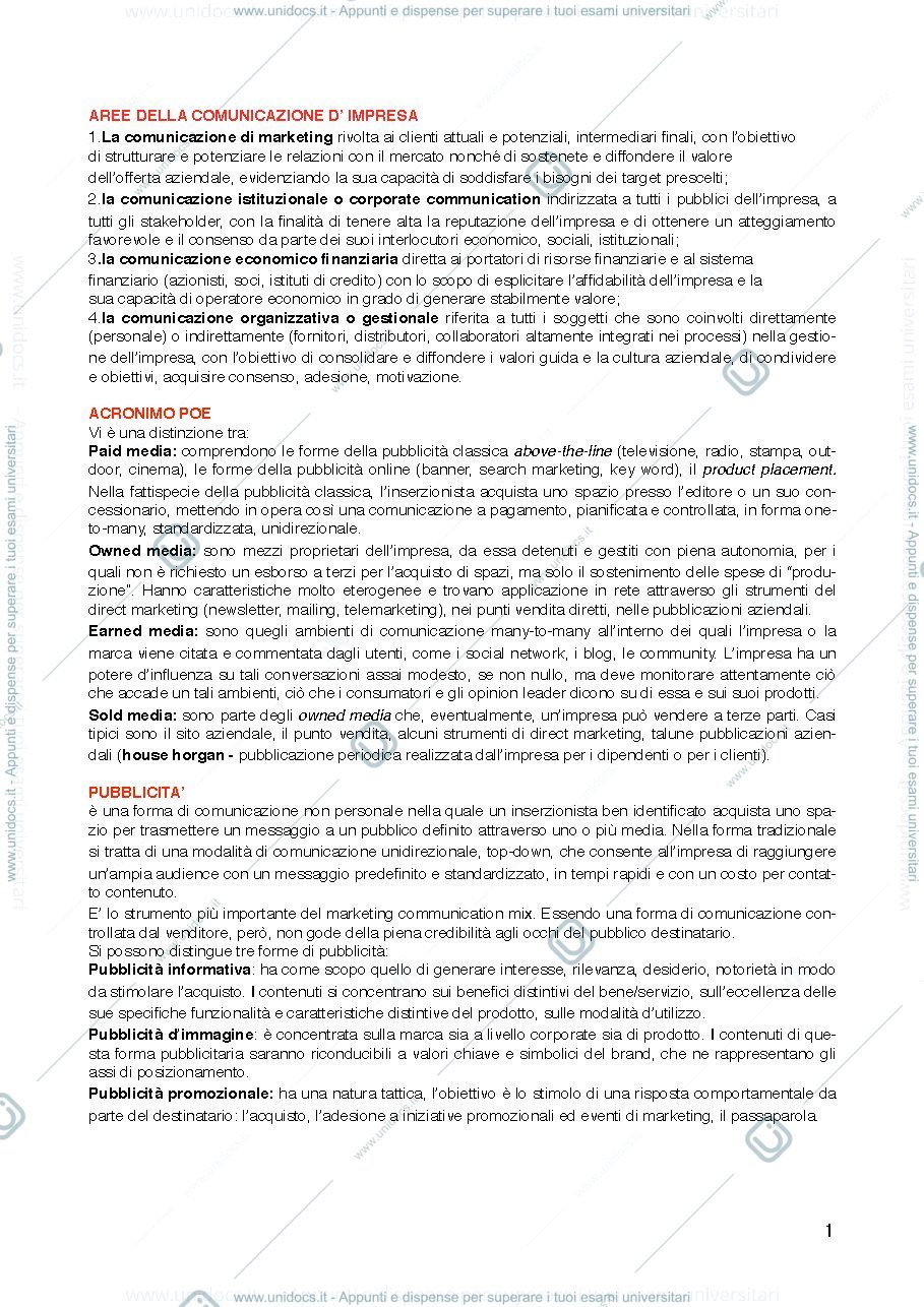 Anteprima pagina 1 — domande esame marketing avanzato