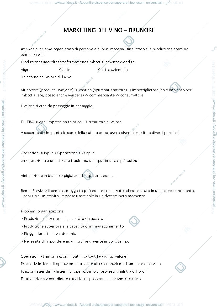 Anteprima pagina 1 — Appunti Marketing Brunori