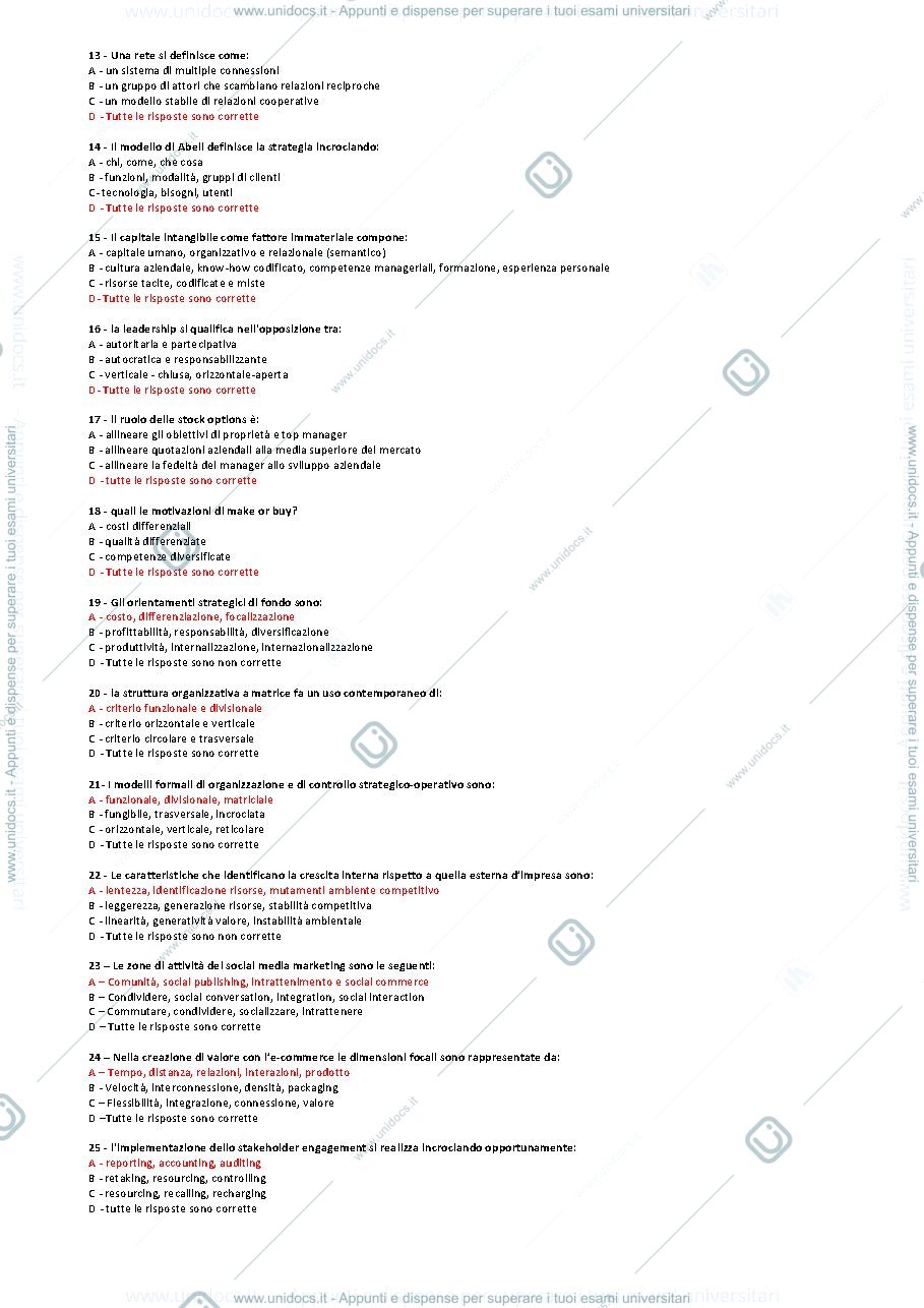 Anteprima pagina 2 — Domande marketing e strategie d'impresa + risposte