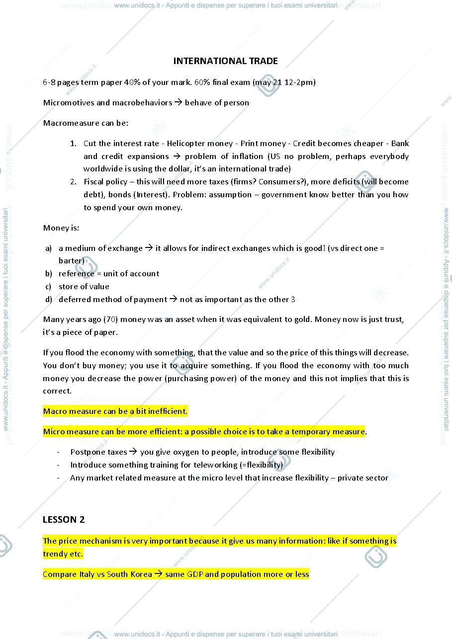 Anteprima pagina 1 — International Trade