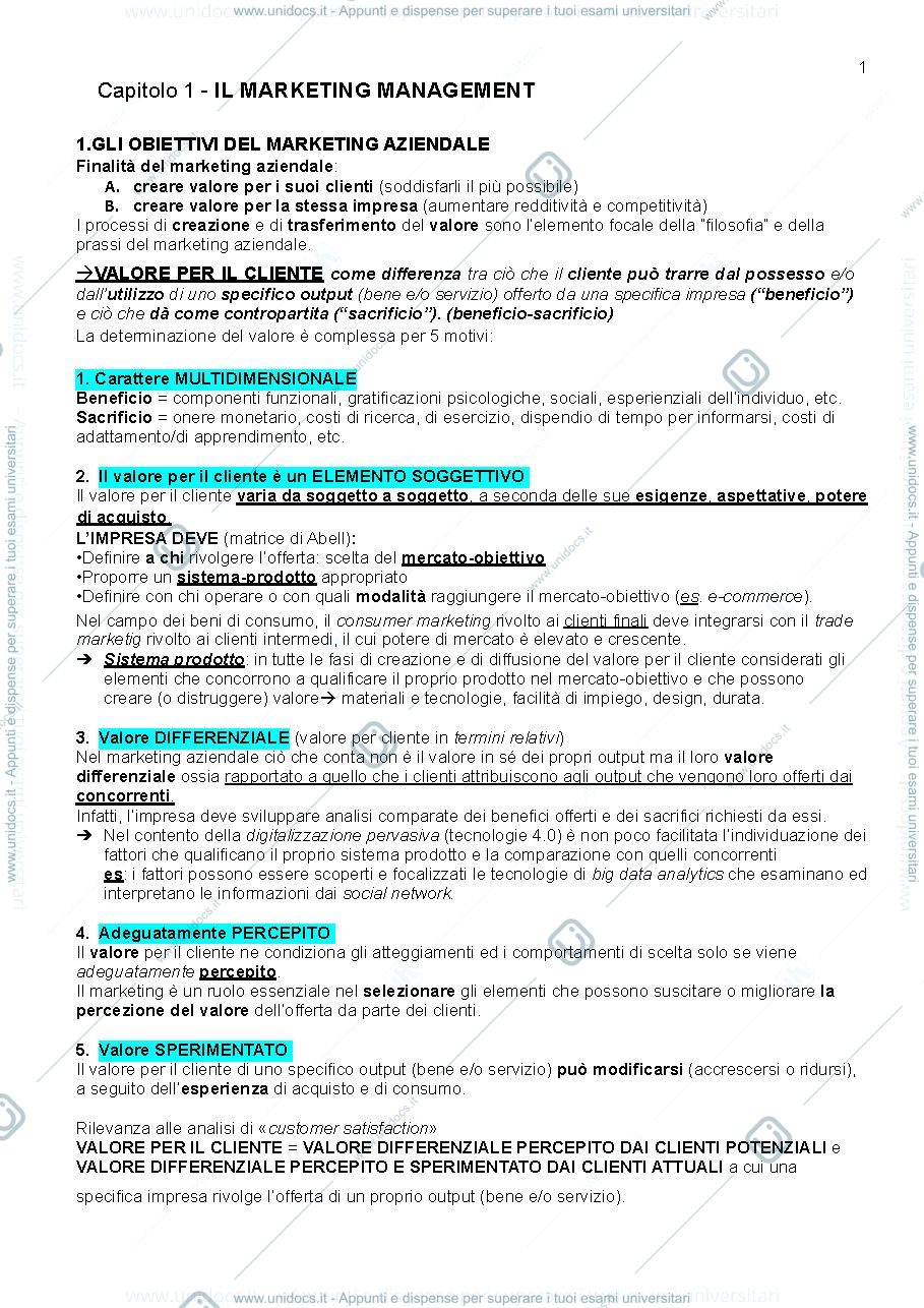 Anteprima pagina 1 — appunti slide prof aiello marketing