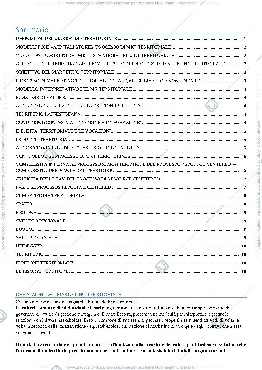 Anteprima pagina 1 — Marketing territoriale