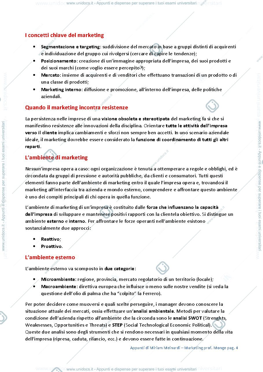 Anteprima pagina 4 — Appunti di Marketing
