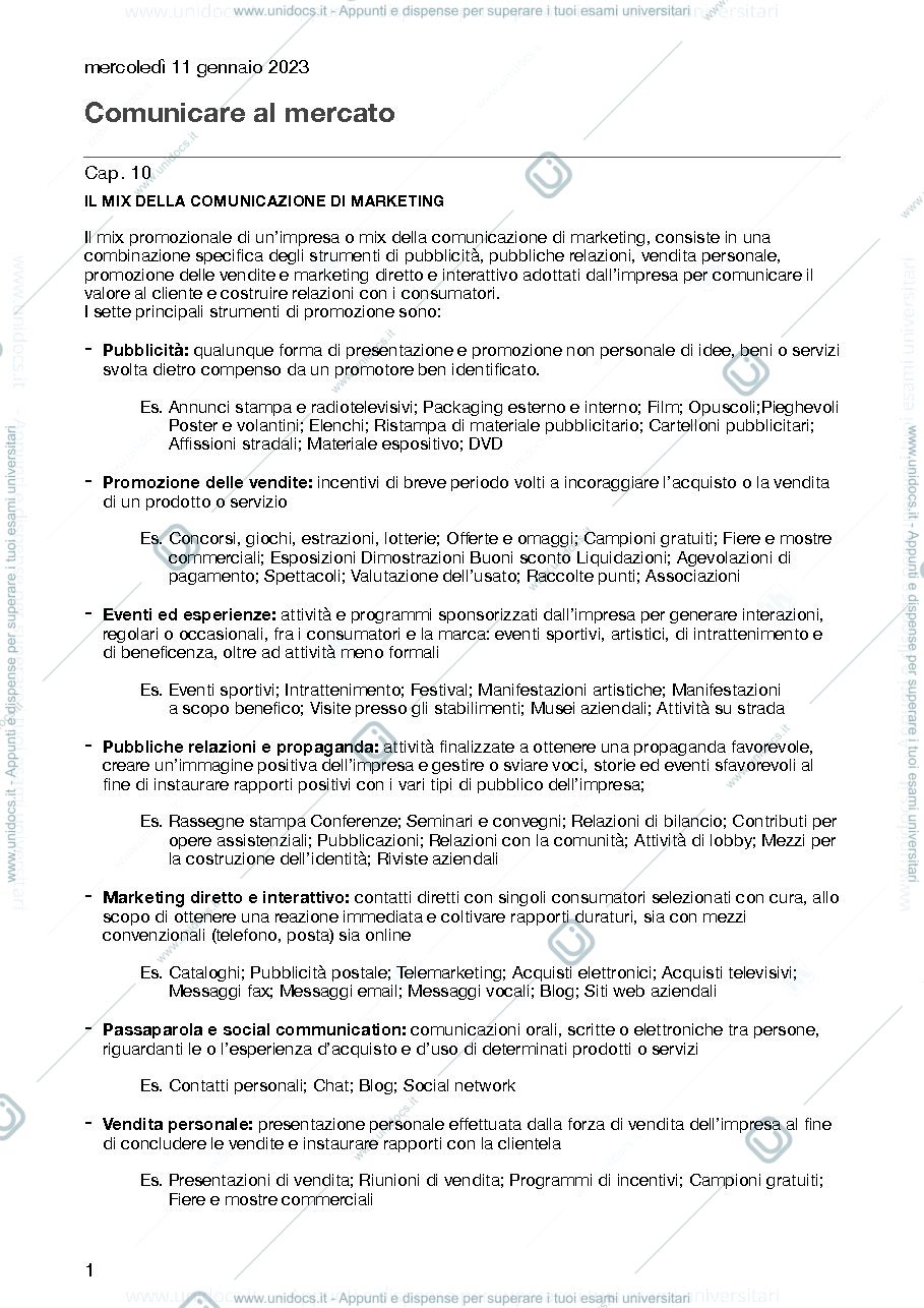 Anteprima pagina 1 — Comunicare al mercato 