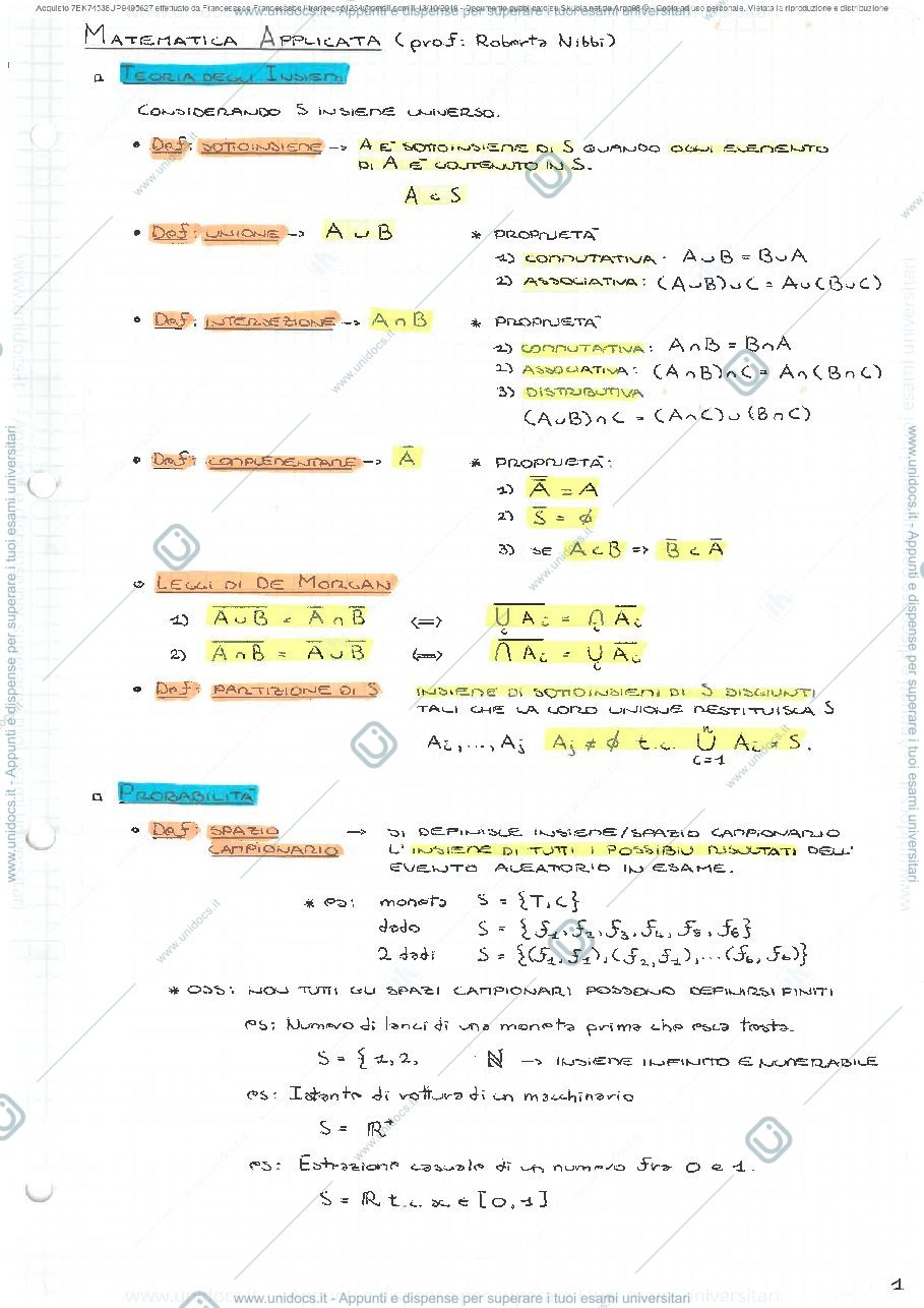 Anteprima pagina 1 — Matematica A.