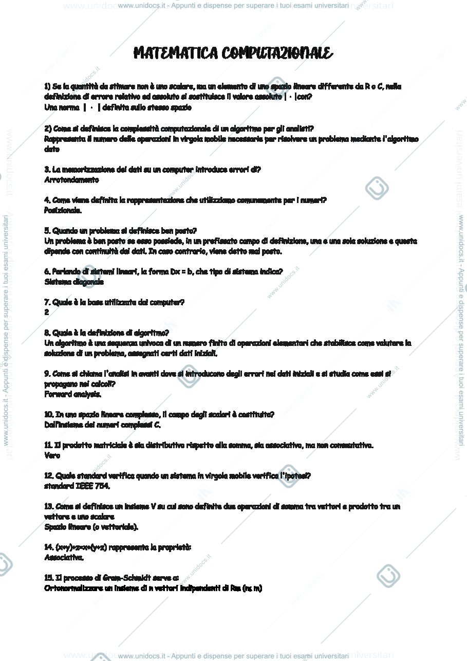 Anteprima pagina 1 — Matematica Computazione