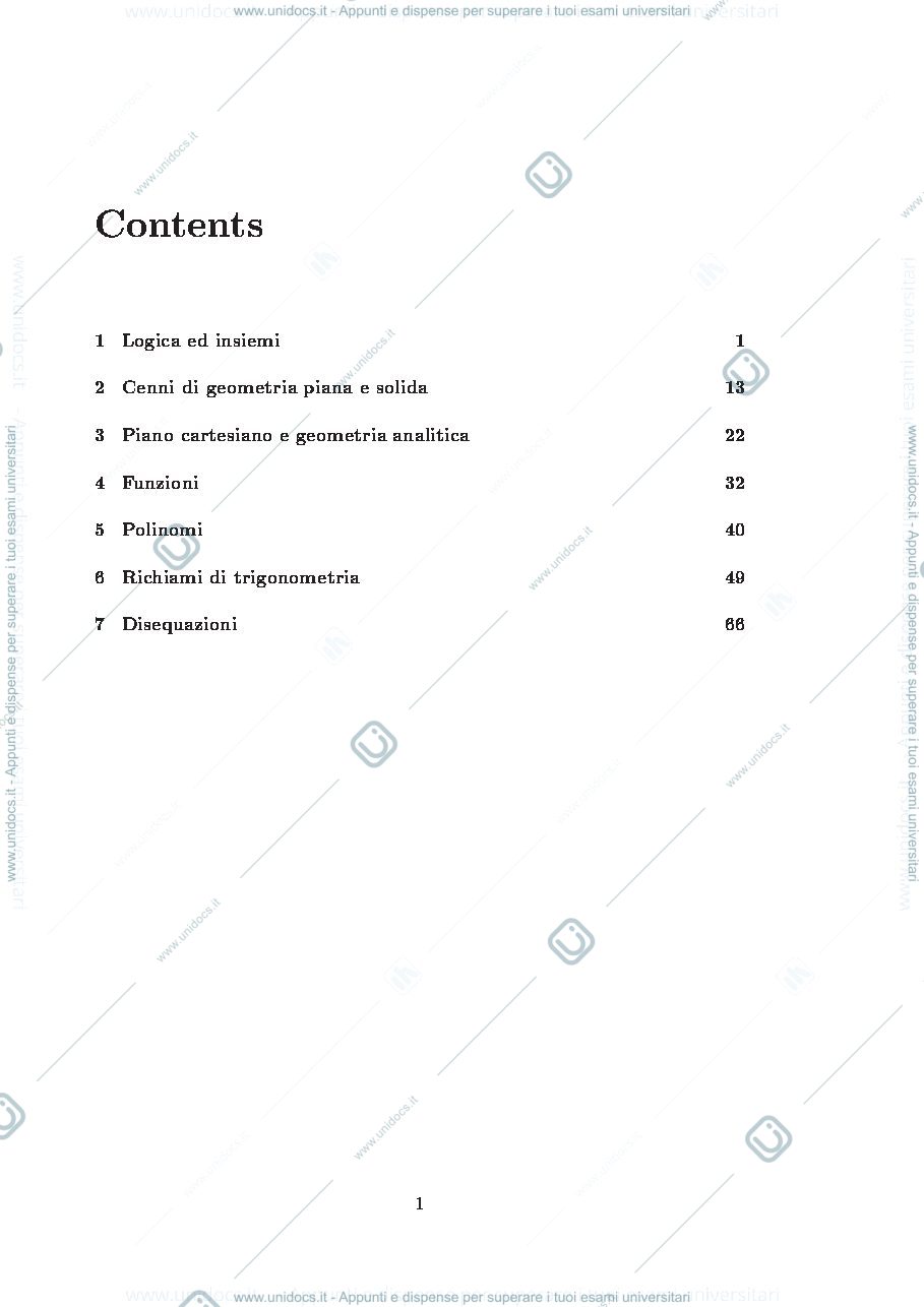 Anteprima pagina 1 — dispense di una parte del corso di matematica