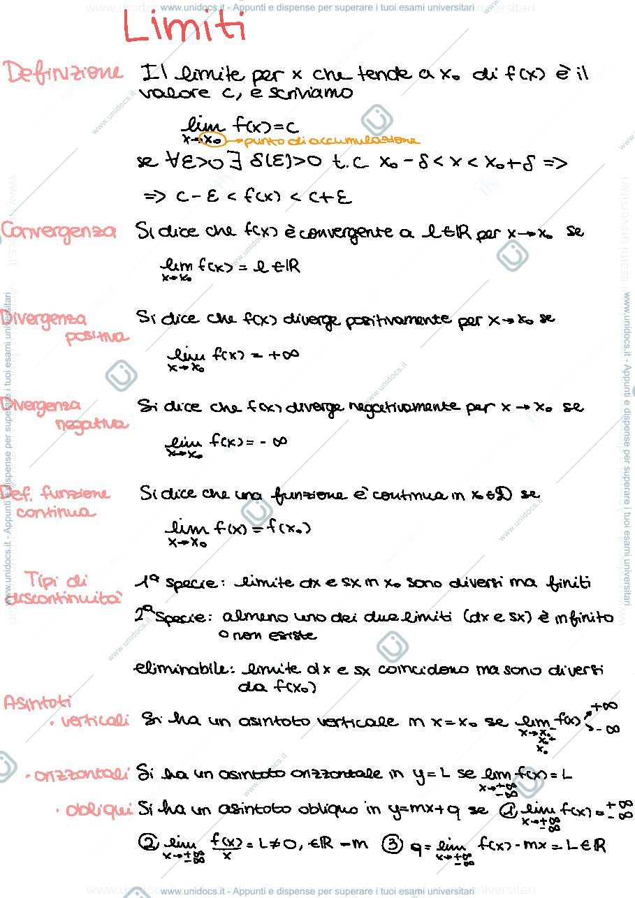 Anteprima pagina 2 — Riassunto limiti