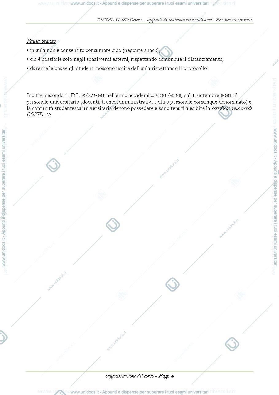 Anteprima pagina 4 — MATEMATICA E STATISTICA ( Prof Fabbri -1 anno ) 