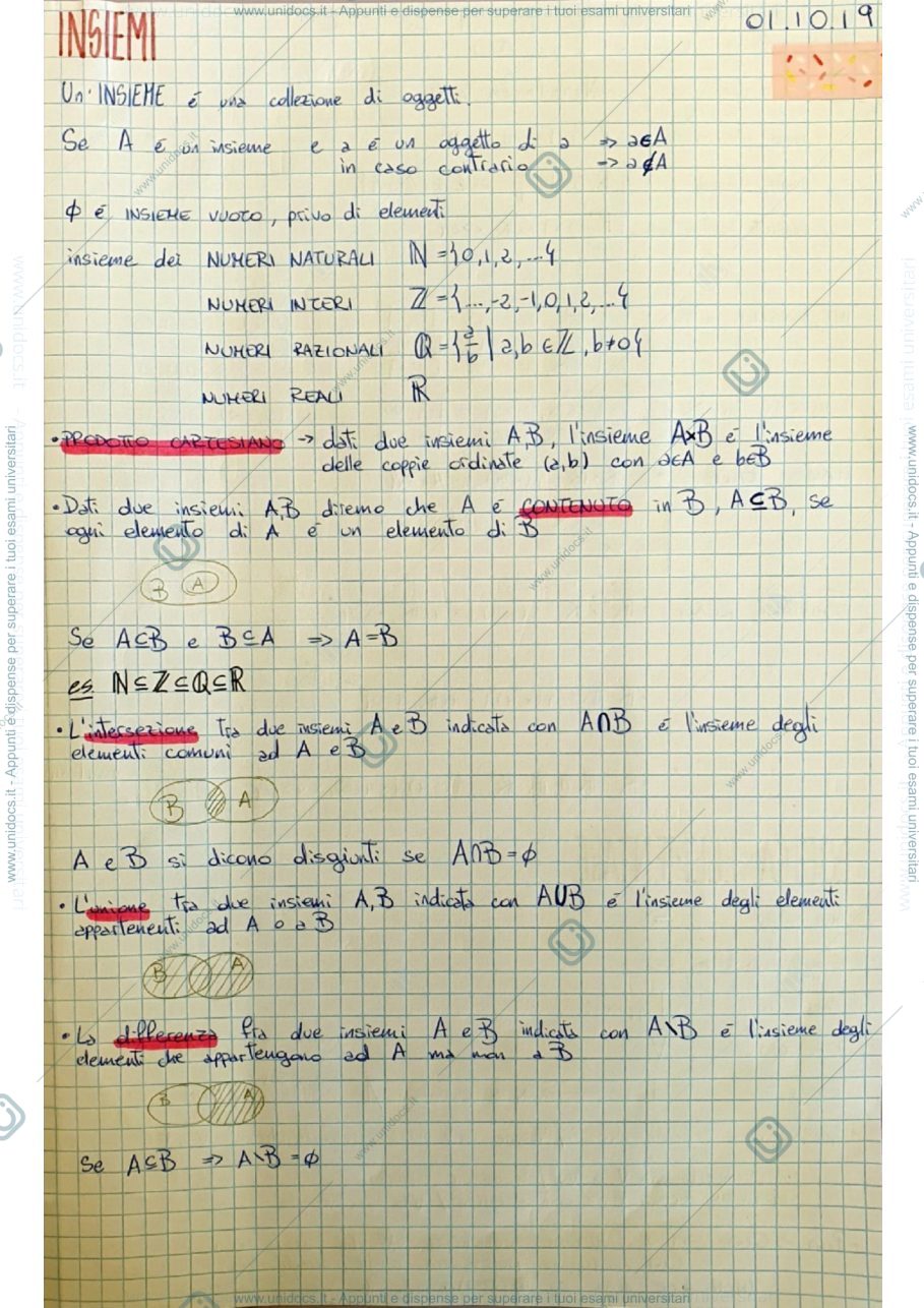 Anteprima pagina 1 — MATEMATICA I - parte 1