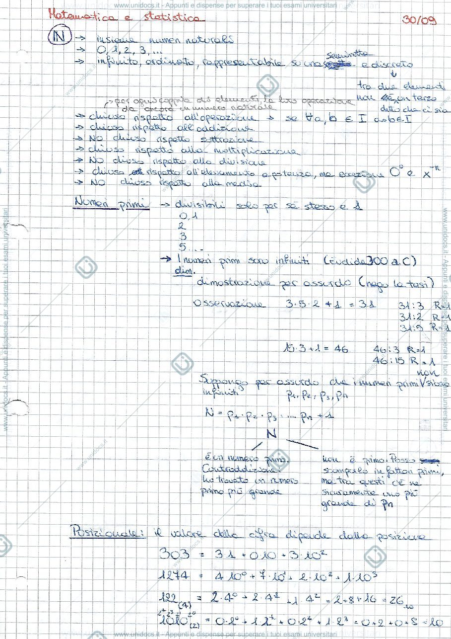 Anteprima pagina 1 — Matematica e stratistica