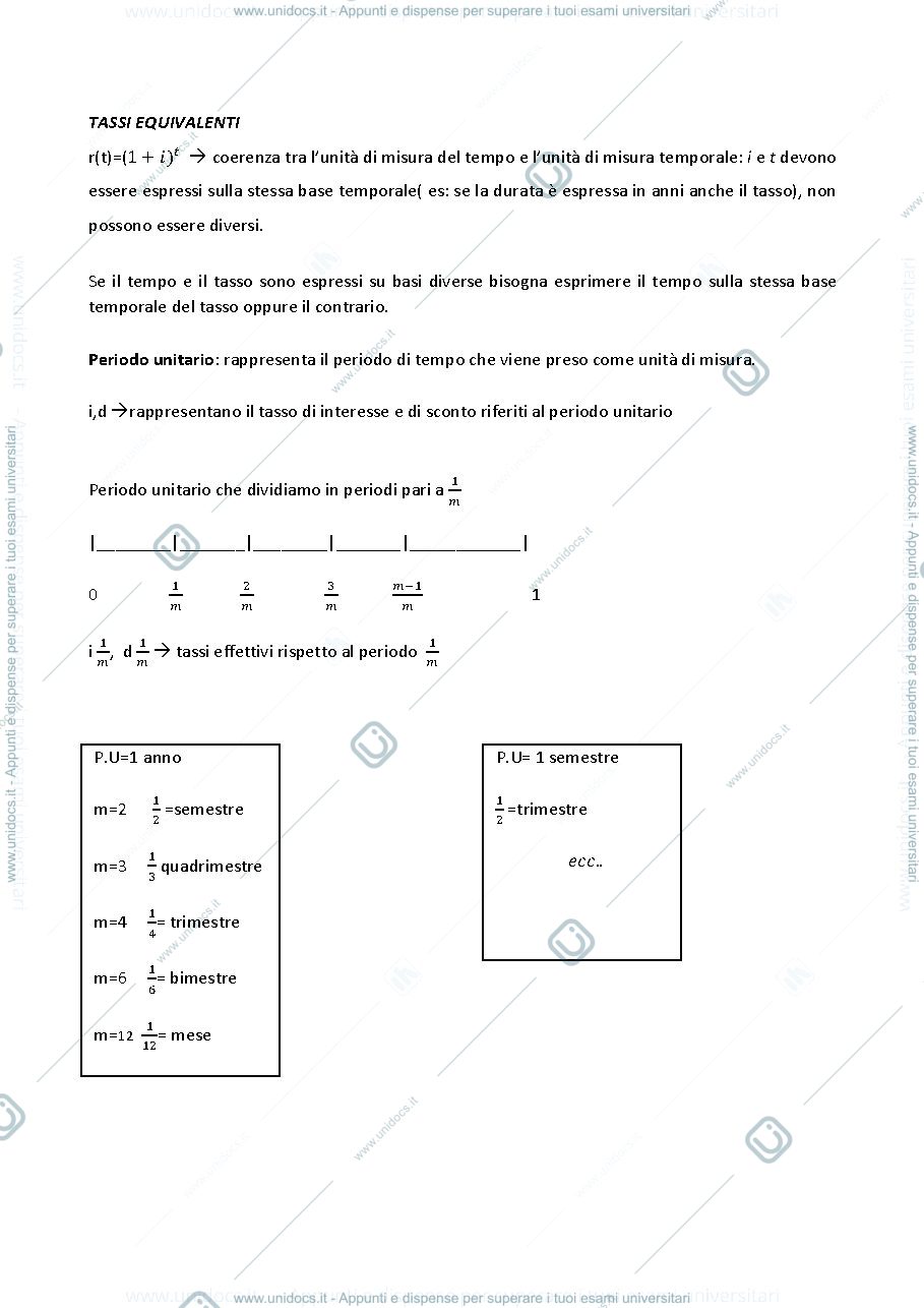 Anteprima pagina 1 — Matematica finanziaria- Tassi equivalenti