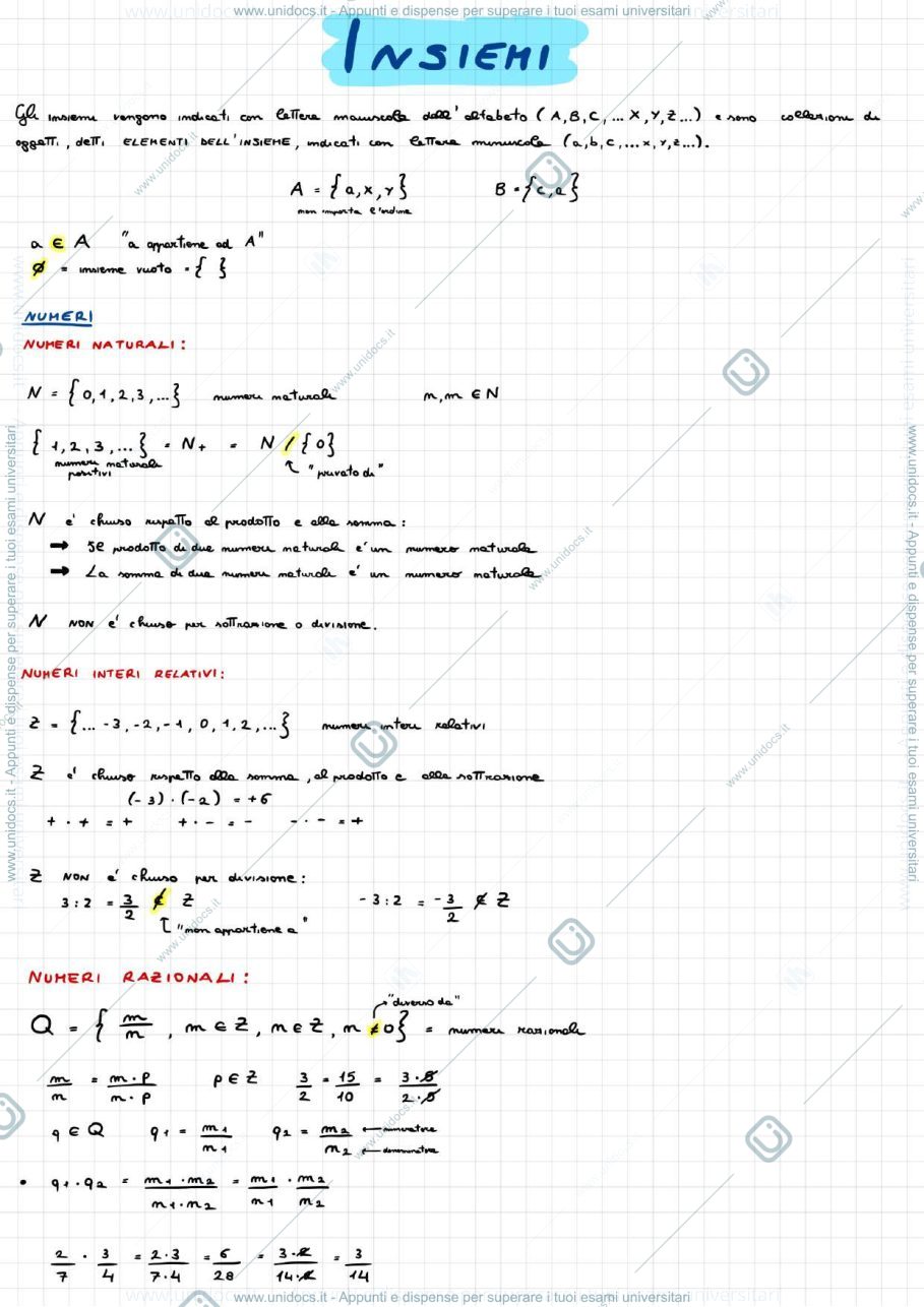 Anteprima pagina 1 — Appunti di Matematica