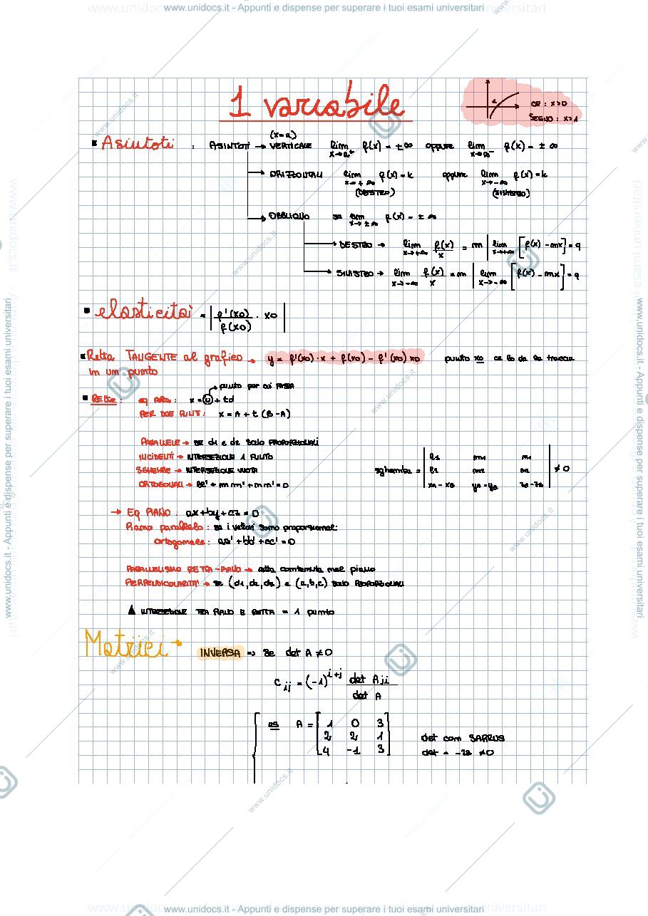 Anteprima pagina 1 — scritto matematica generale (ripasso)