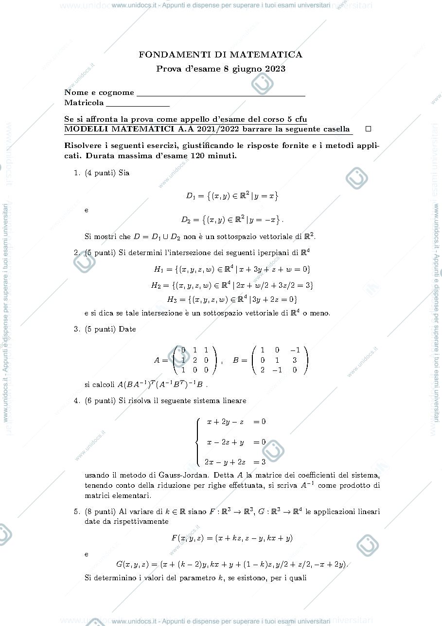 Anteprima pagina 1 — Matematica generale 