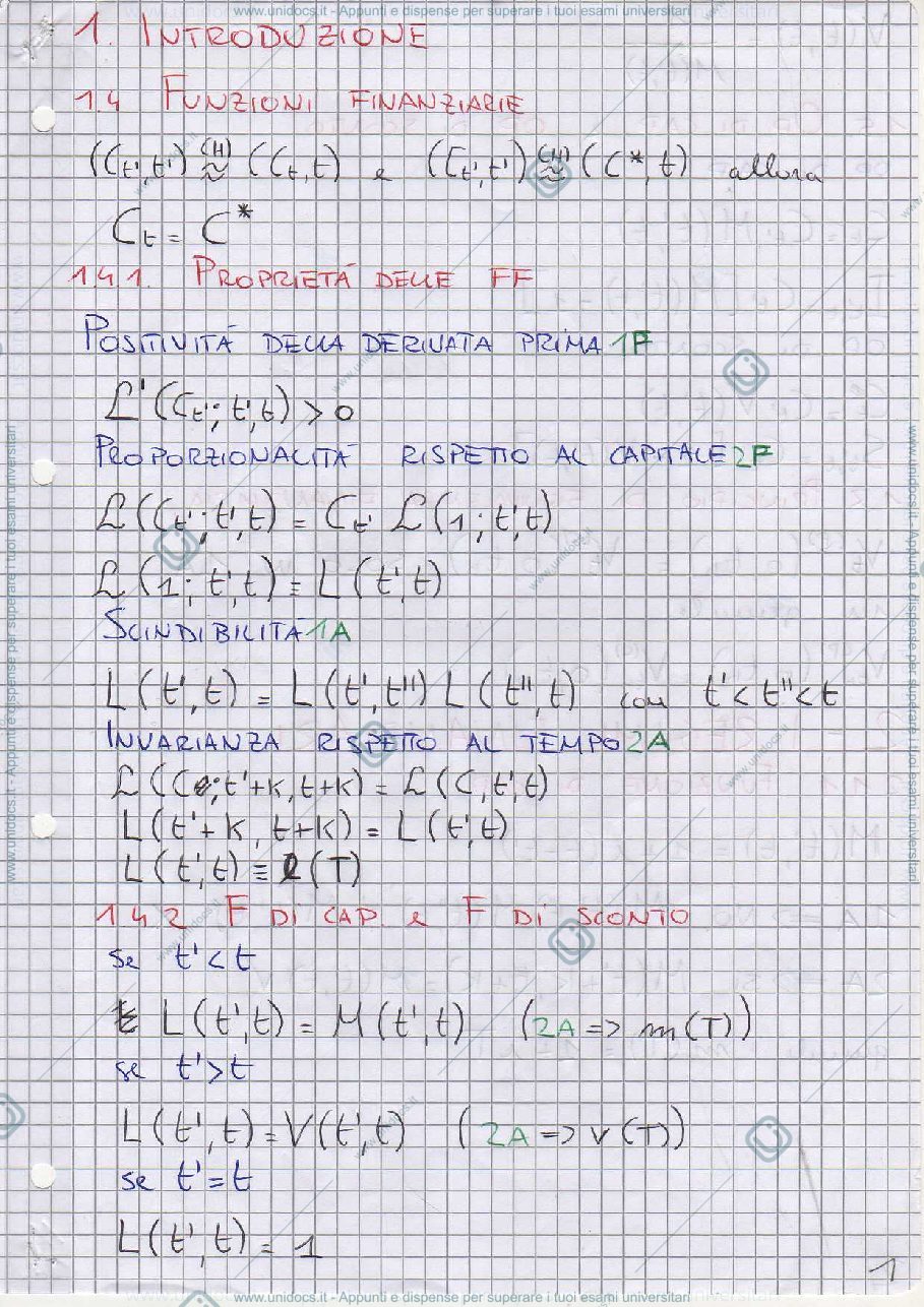 Anteprima pagina 1 — FORMULARIO MATEMATICA FINANZIARIA
