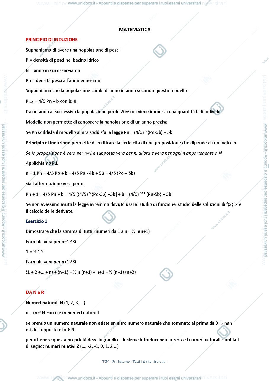 Anteprima pagina 1 — matematica - primo anno