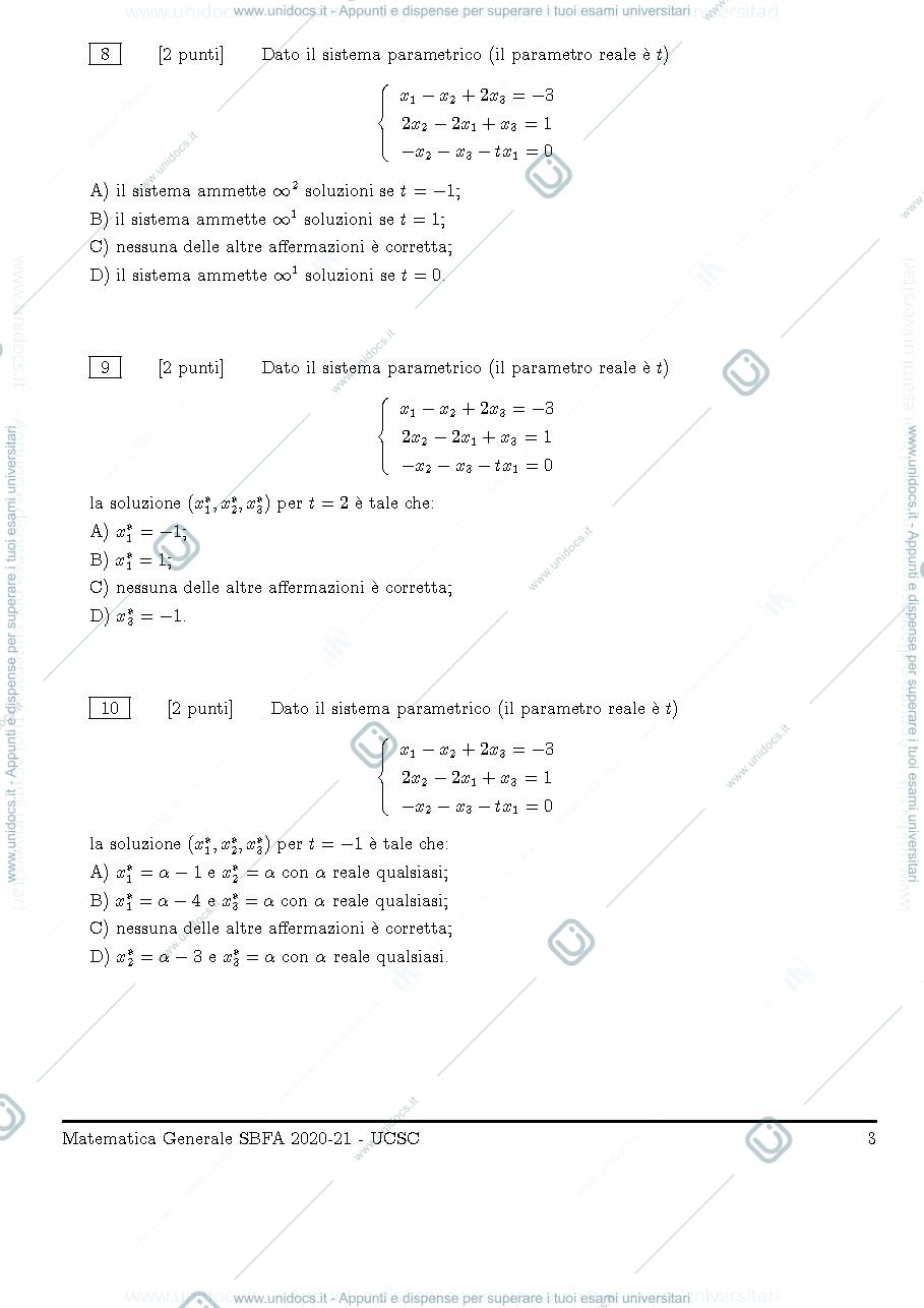 Anteprima pagina 3 — simulazione prova d'esame completa Matematica Generale