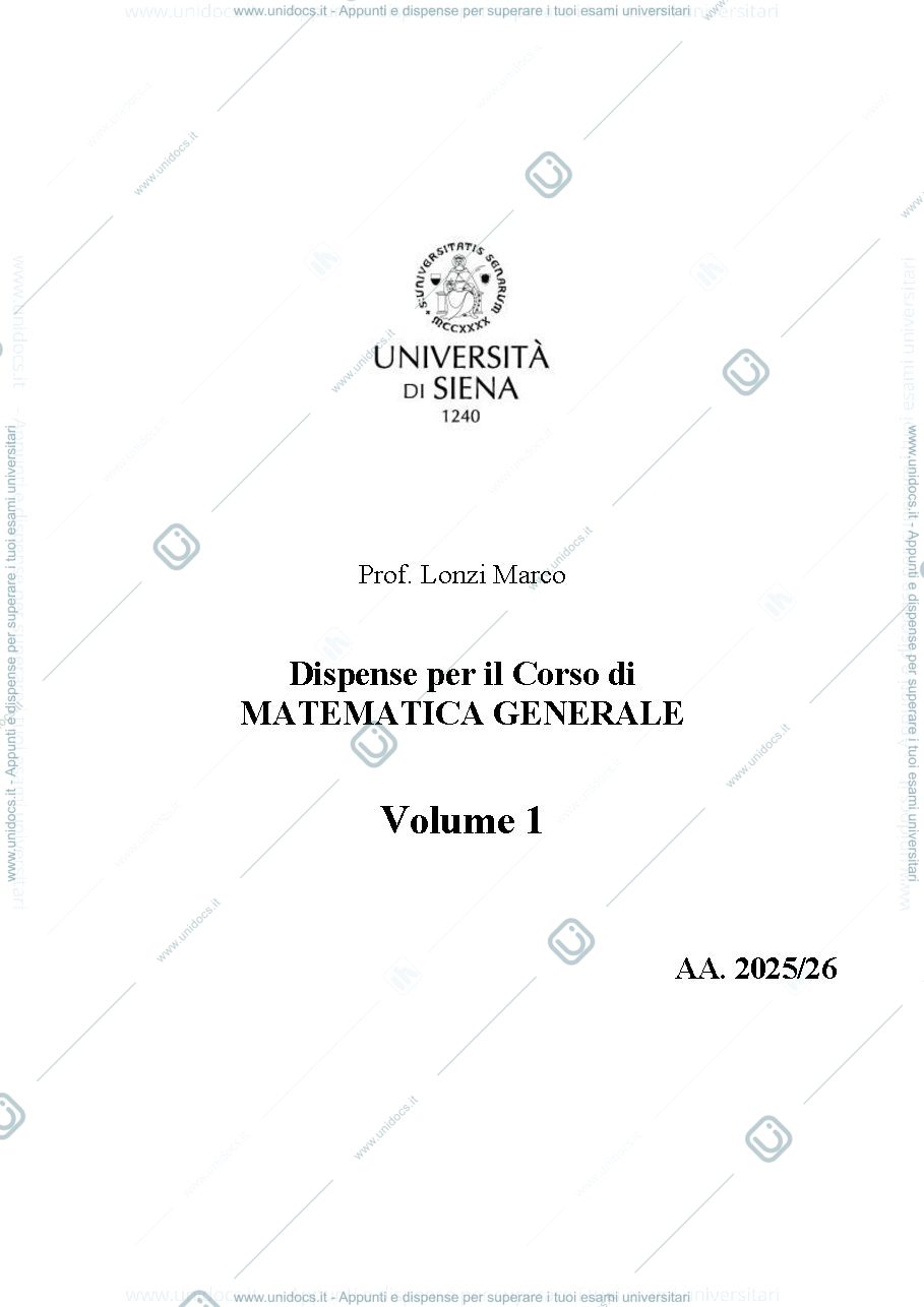 Anteprima pagina 1 — dispense per il corso di matematica 