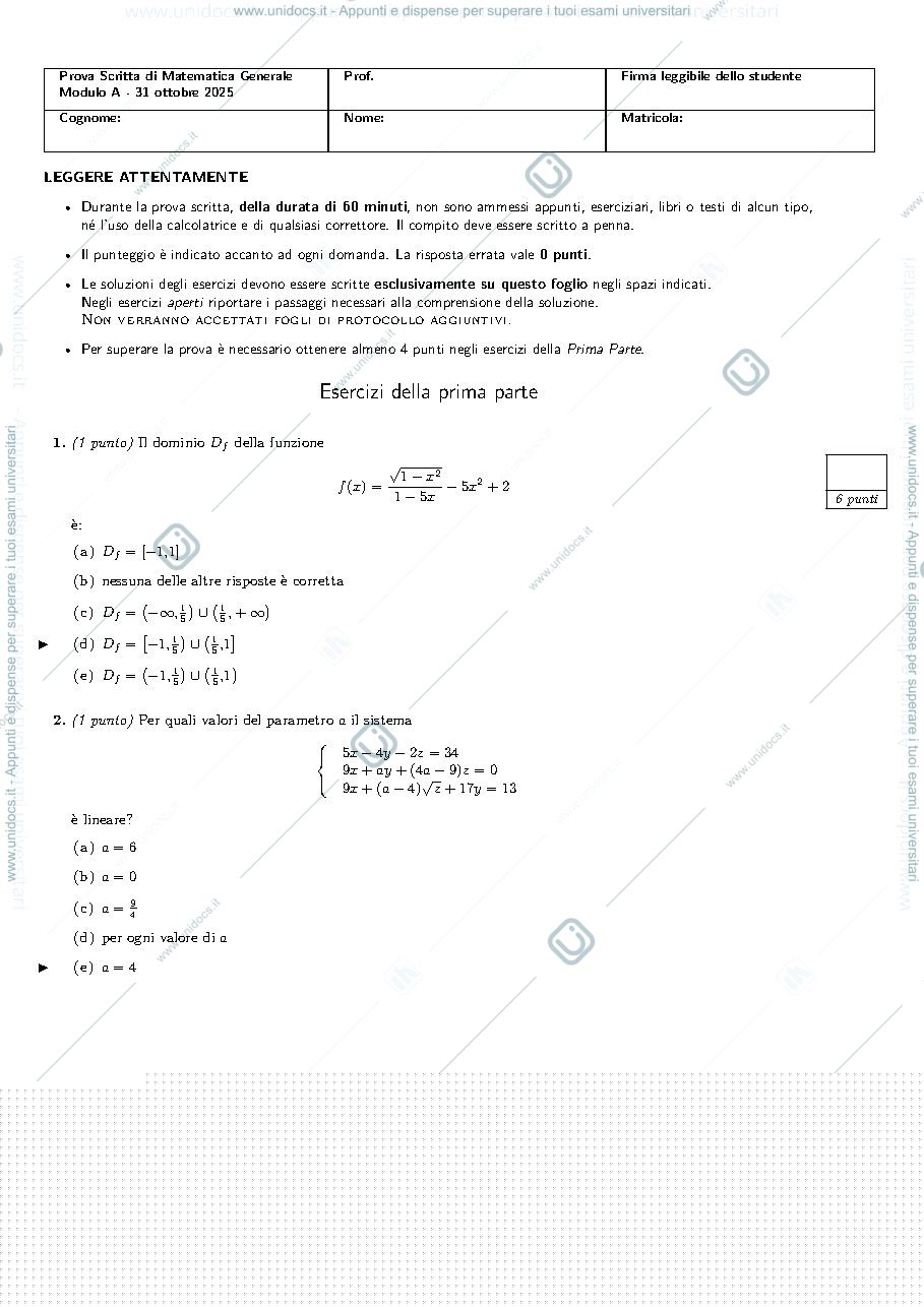 Anteprima pagina 1 — matematica generale