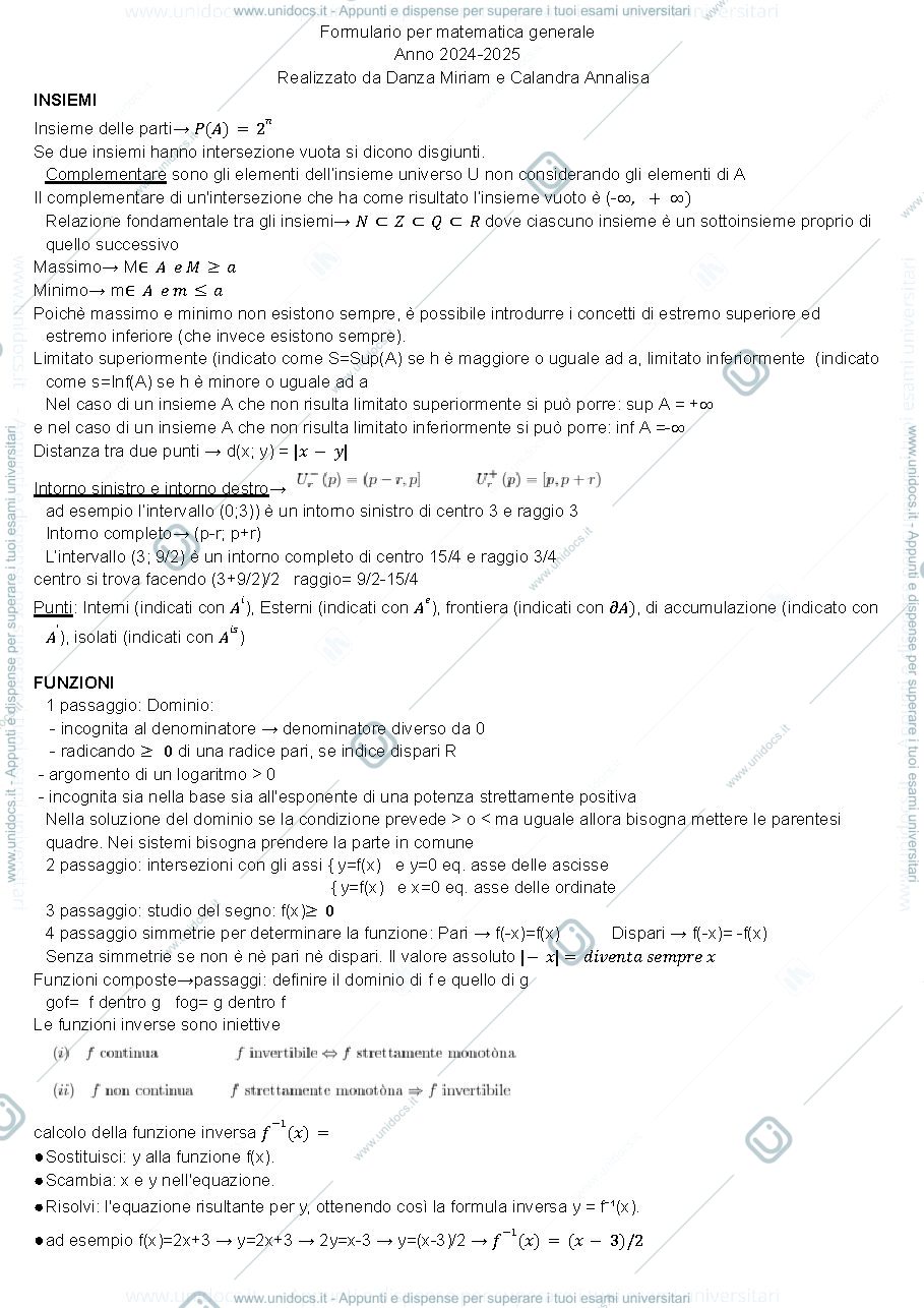 Anteprima pagina 1 — formulario matematica generale scritto in latec