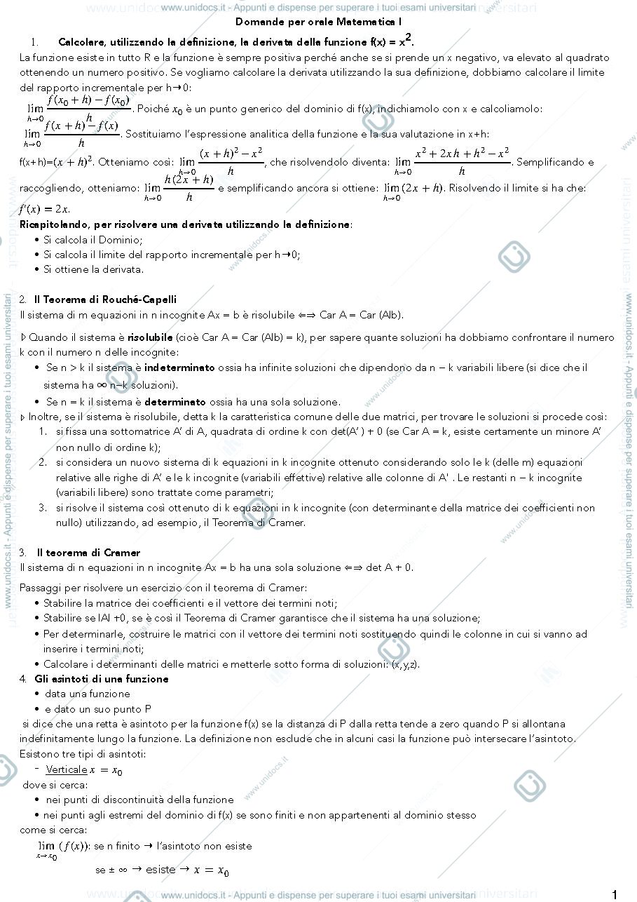 Anteprima pagina 1 — Domande Per Esame Orale