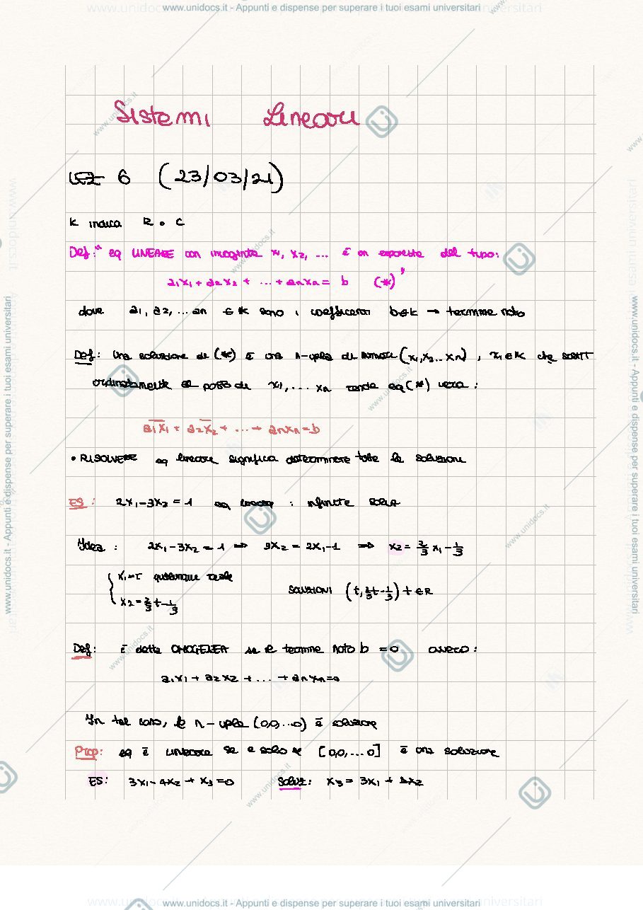 Anteprima pagina 1 — Sistemi lineari 