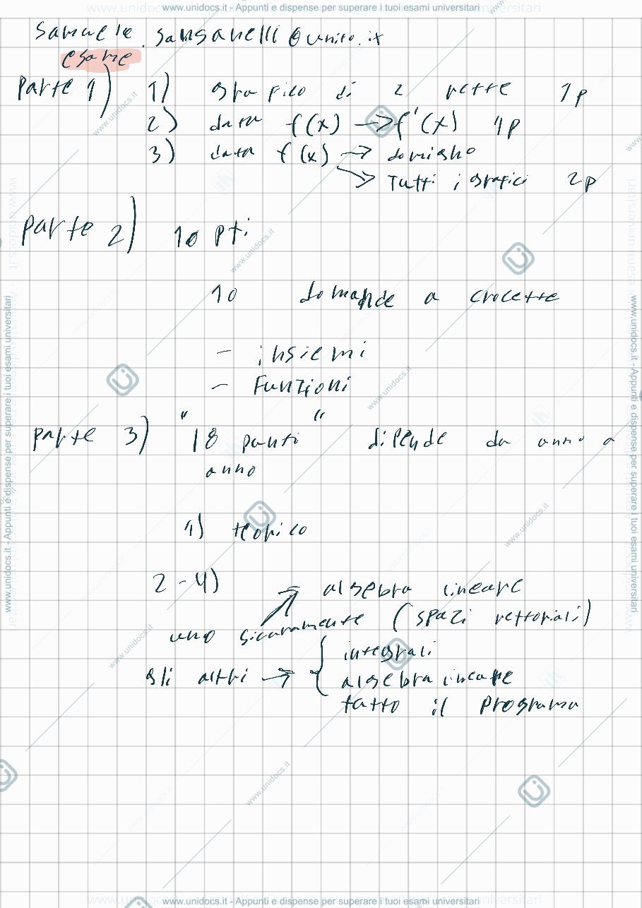 Anteprima pagina 1 — Matematica per l'economia e la statistica, lezione 1 
