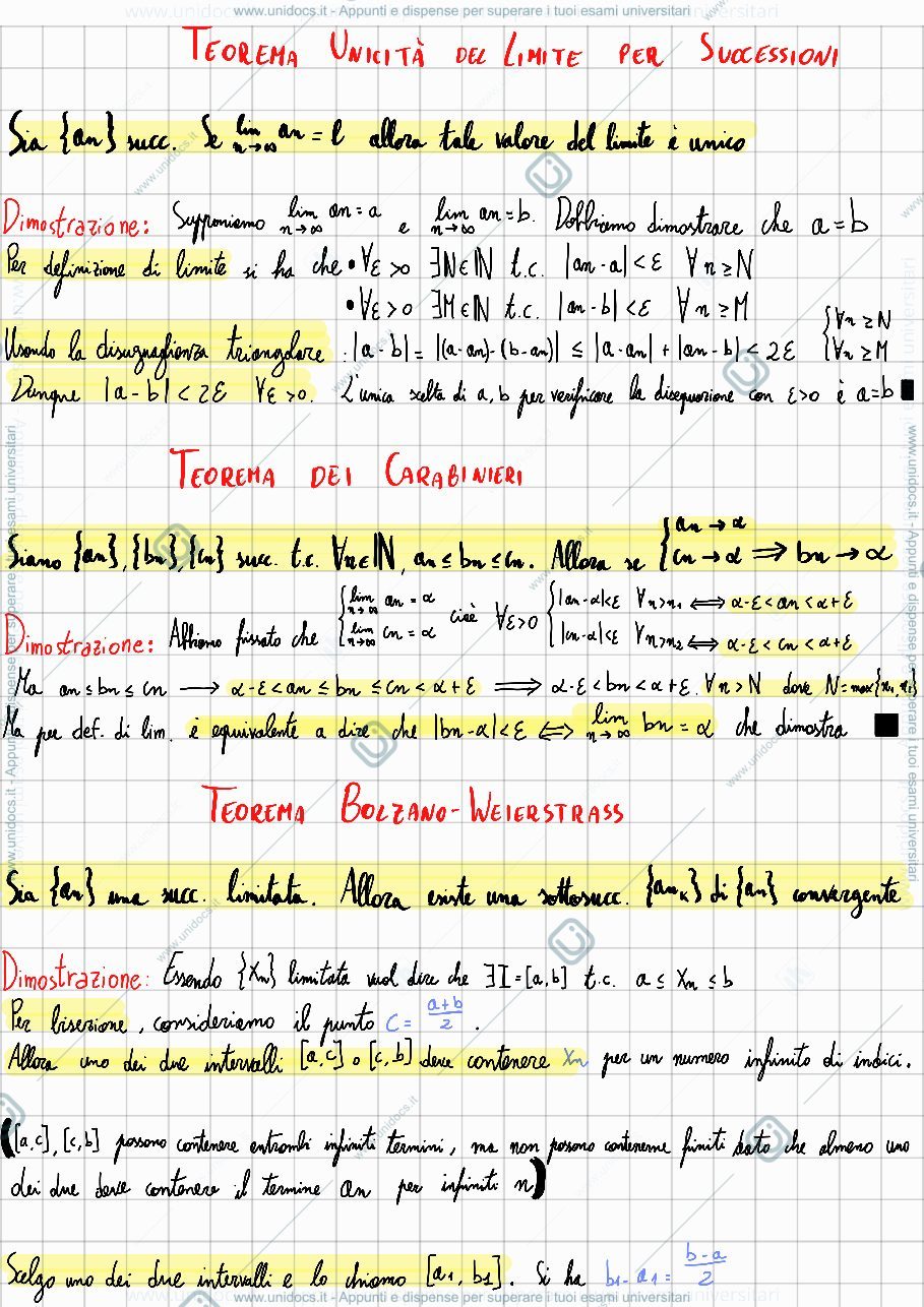 Anteprima pagina 1 — Teoremi analisi