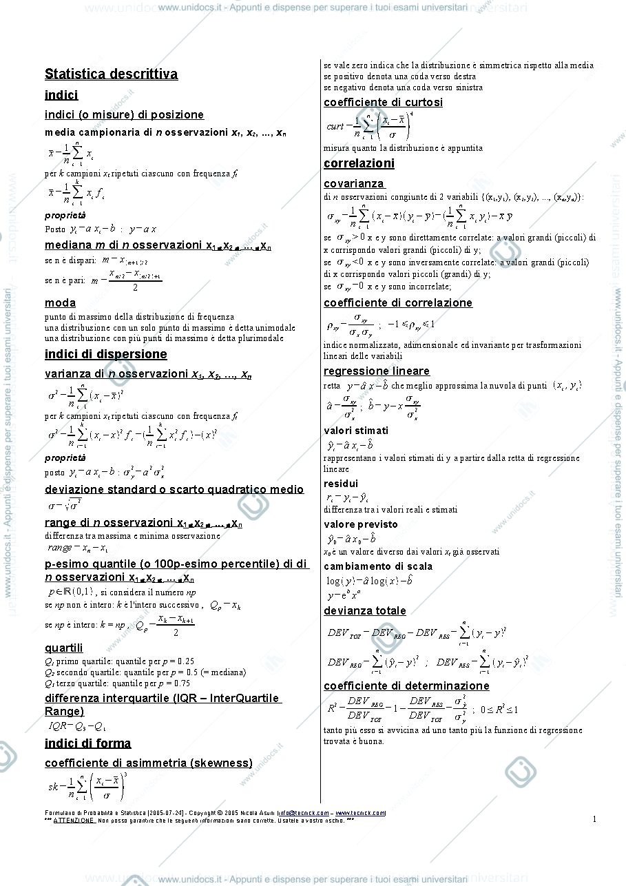 Anteprima pagina 1 — Formulario statistica