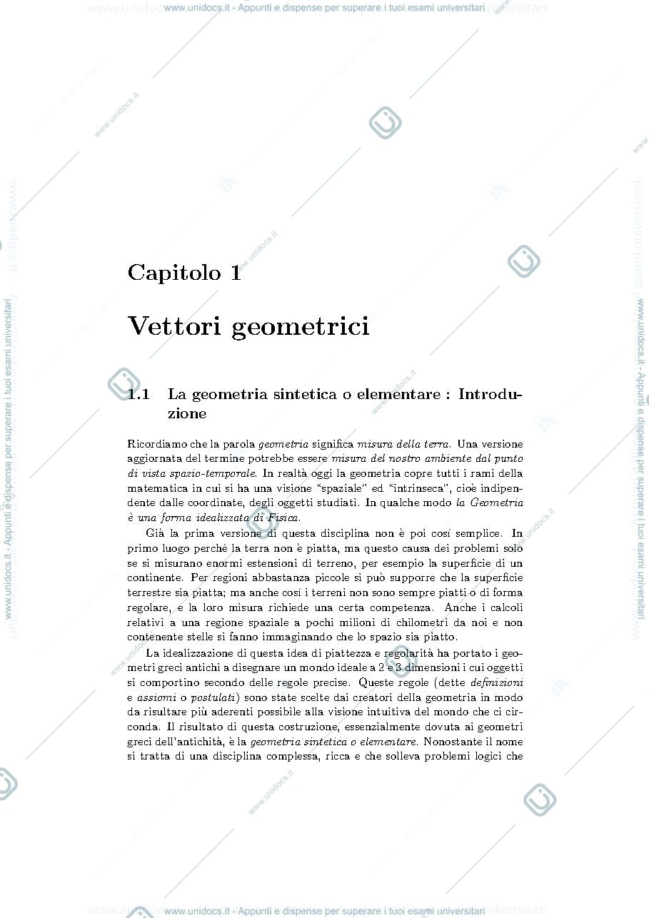 Anteprima pagina 1 — Lezioni di geometria lineare cap1