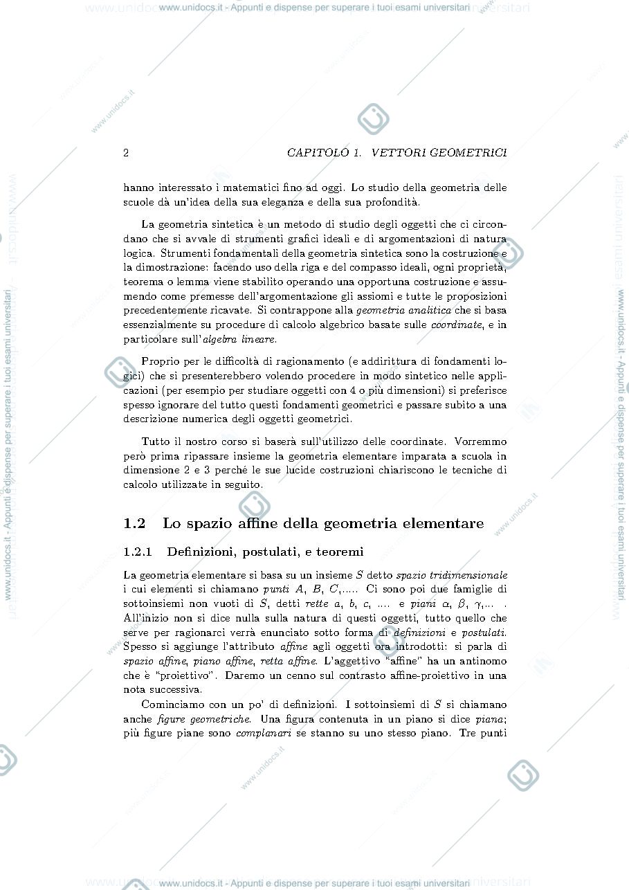 Anteprima pagina 2 — Lezioni di geometria lineare cap1