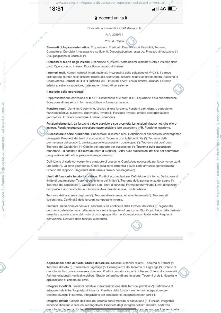 Anteprima pagina 1 — Appunti di matematica 