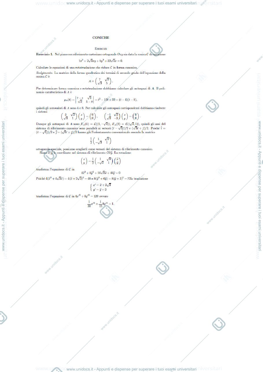 Anteprima pagina 1 — esercitazione coniche 