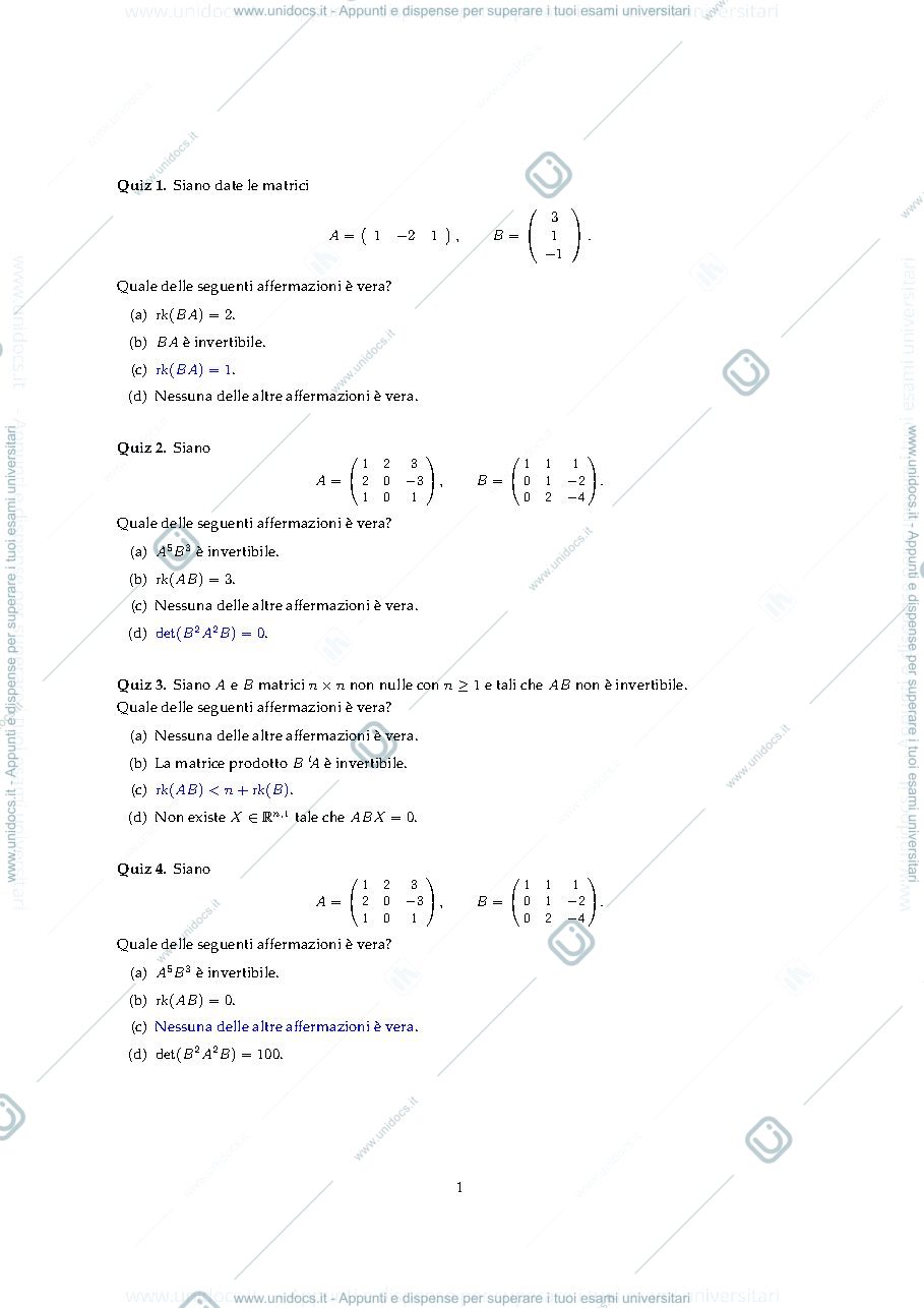 Anteprima pagina 1 — soluzione quiz 1