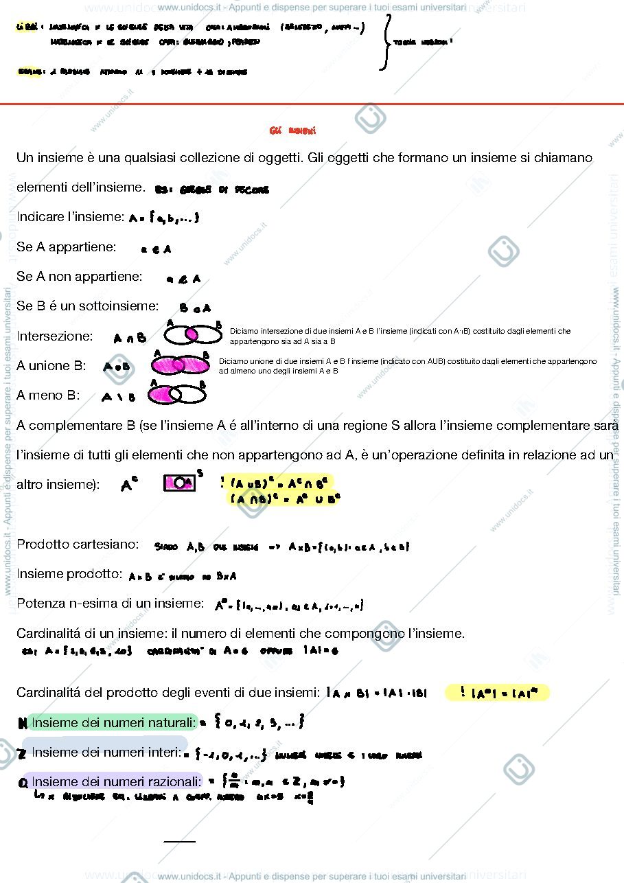Anteprima pagina 1 — Appunti matematica 