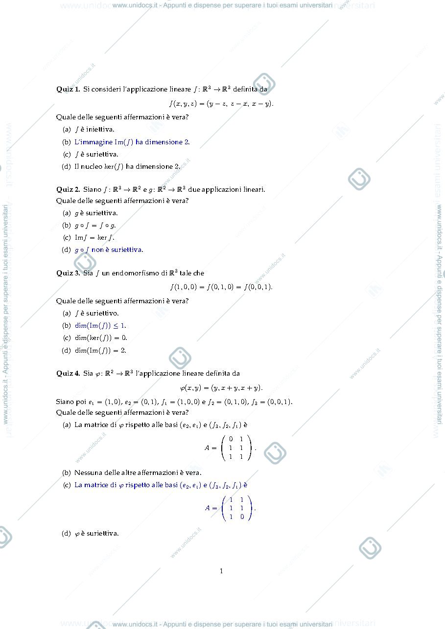 Anteprima pagina 1 — QUIZ SOLUZIONE 6