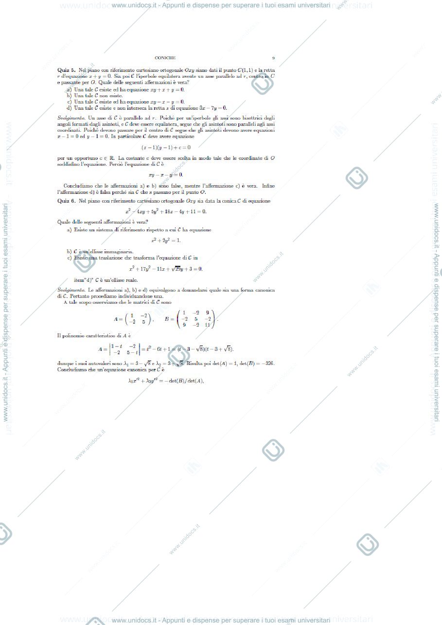 Anteprima pagina 1 — esercitazione coniche 9