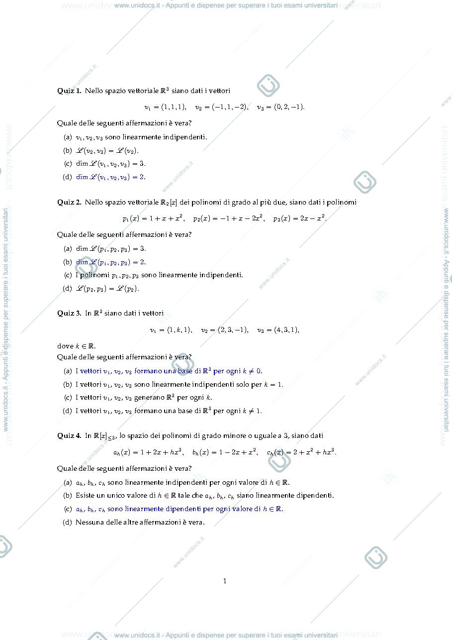 Anteprima pagina 1 — QUIZ SOLUZIONE 5