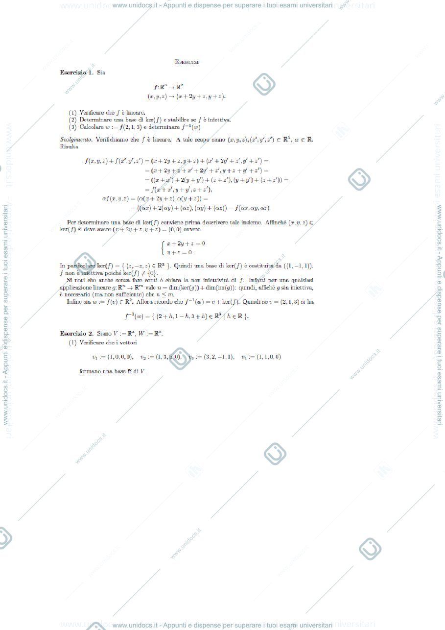 Anteprima pagina 1 — esercitazione sistemi lineari