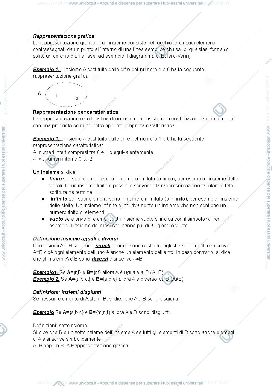 Anteprima pagina 1 — Rappresentazione degli insiemi 