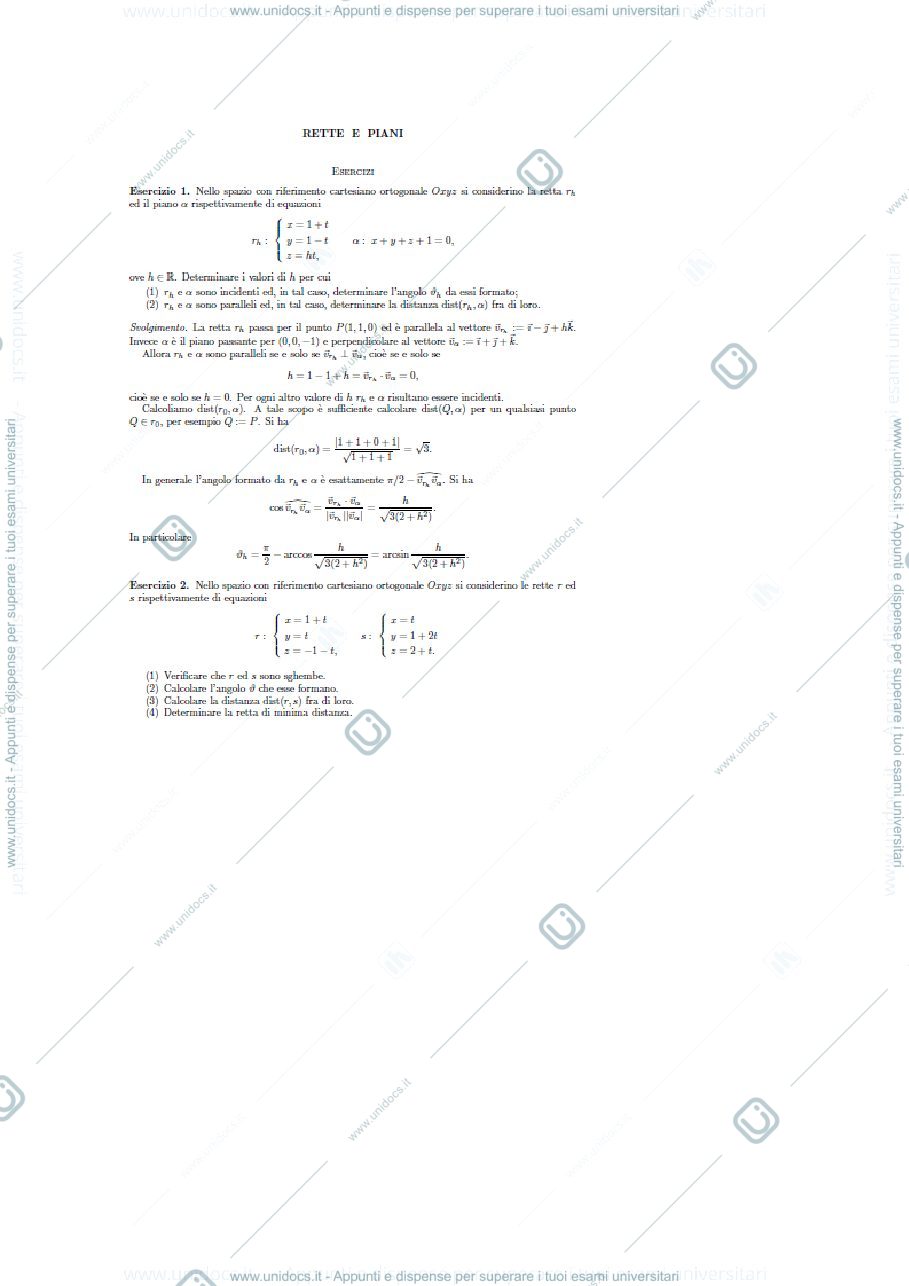 Anteprima pagina 1 — rette e piano esercitazione