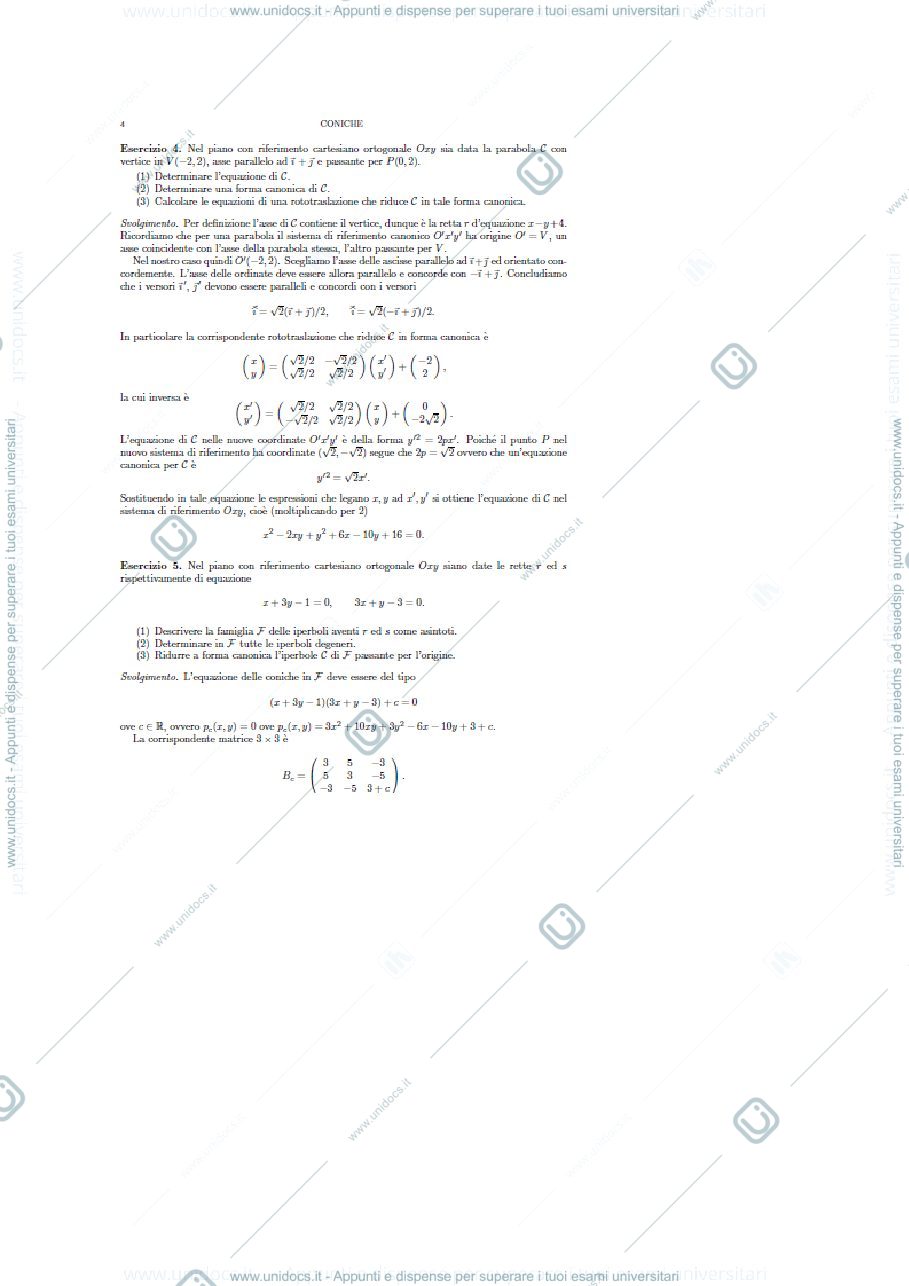 Anteprima pagina 1 — esercitazione coniche 4