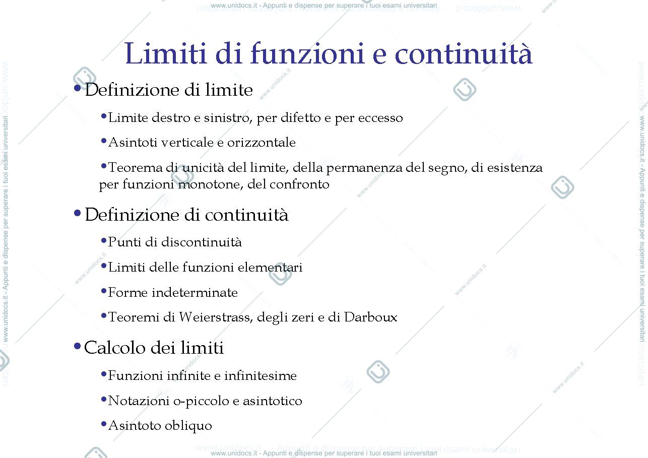 Anteprima pagina 1 — slide limiti e continuita