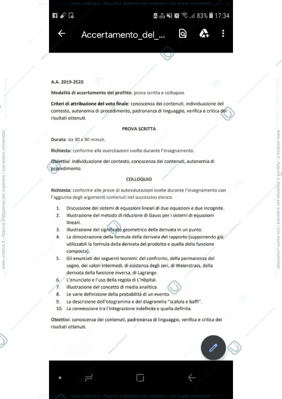 Anteprima pagina 1 — Domande esame matematica