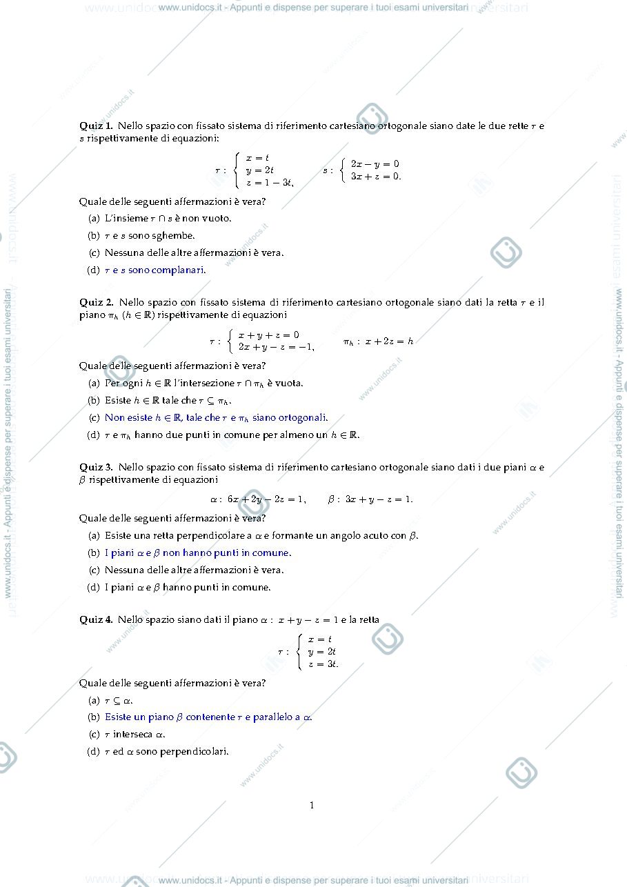 Anteprima pagina 1 — QUIZ SOLUZIONE 4